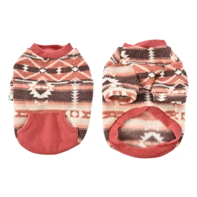 Ethnic Pattern Design Fleece Dog Sweater with Knitted Cuffs2 Ethnic Pattern Design Fleece Dog Sweater with Knitted Cuffs2
