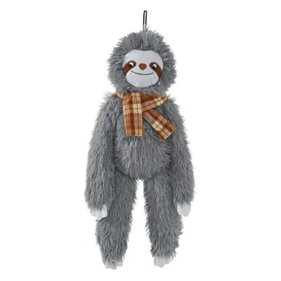 Cute Grey Sloth Style Hangable Squeaky Crinkly Dog Companion Toy1