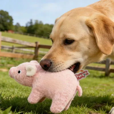 Farm Collection Realistic Pink Pig Style Felt Dog Toy7