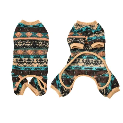 Ethnic Pattern Design Fleece Dog Pajamas with Knitted Cuffs2 Ethnic Pattern Design Fleece Dog Pajamas with Knitted Cuffs2