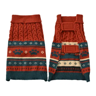 Dual Hook and Loop Straps Warm Wool-textured Fabric Dog Sweater2