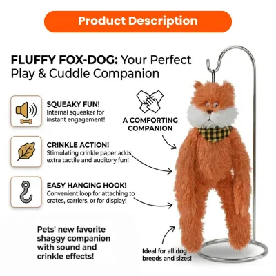 Cute Orange Fox Style Hangable Squeaky Crinkly Dog Companion Toy7 Cute Orange Fox Style Hangable Squeaky Crinkly Dog Companion Toy7