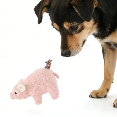 Farm Collection Realistic Pink Pig Style Felt Dog Toy6