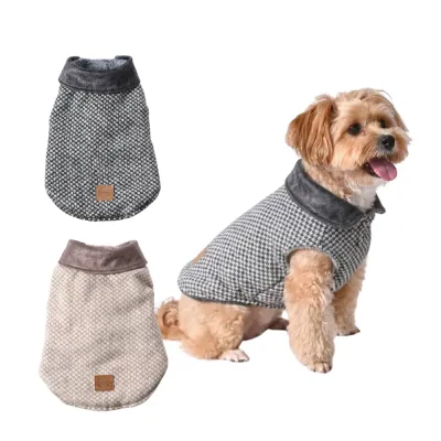 Luxurious Plaid Wool Fabric Dog Coat with Plush Lining1 Luxurious Plaid Wool Fabric Dog Coat with Plush Lining1