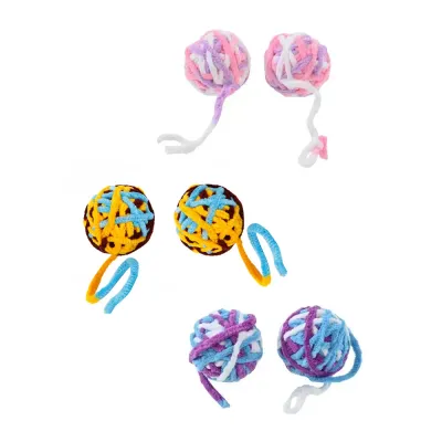 2 Pack Interactive Yarn Ball Handmade Colorful Bell Cat Toy 2 Pack Interactive Yarn Ball Handmade Colorful Bell Cat Toy