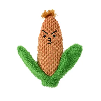 Alt corn plush dog toy squeaky interactive soft chew toy for small medium dogs green leaf design pet toy