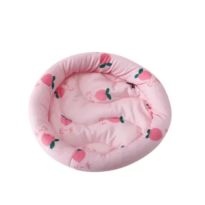 Pink Cooling Pet Bed Peach Pattern Soft Cushion pink cooling pet bed peach pattern soft breathable small pet nest