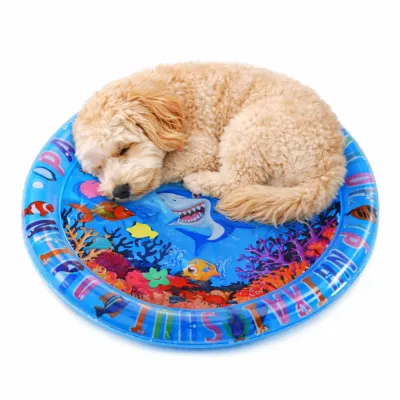 Inflatable Pet Water Pad for Dogs Cooling Splash Mat dog lying on inflatable pet water pad cooling splash mat summer pet toy