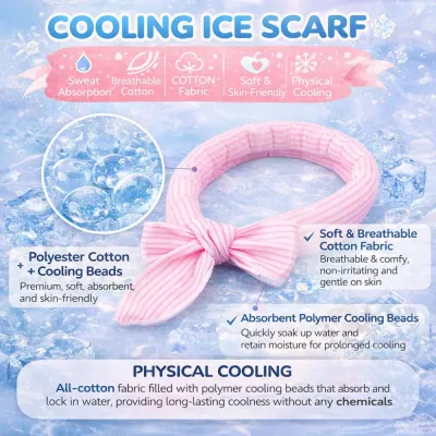 Cooling Dog Bandana with Ice Gel Beads Breathable Cotton Fabric Cooling dog scarf with absorbent polymer beads breathable cotton fabric and sweat absorption