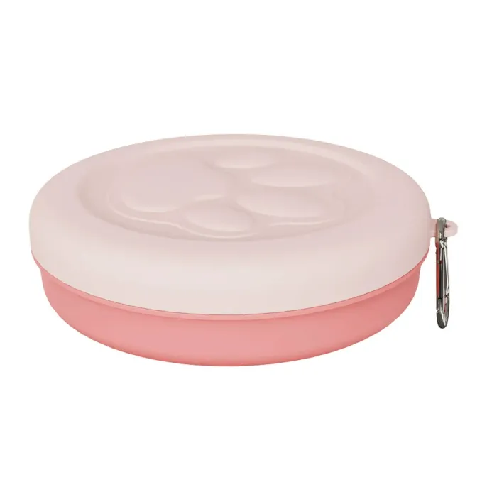 light pink collapsible dog bowl compact foldable pet travel bowl for small pets