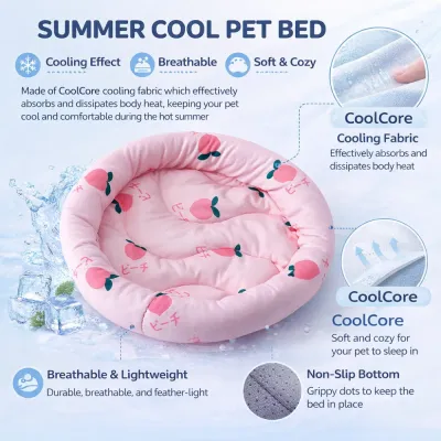Summer Cooling Pet Bed Breathable Non Slip Design summer cooling pet bed breathable fabric coolcore material non slip bottom soft pet cushion
