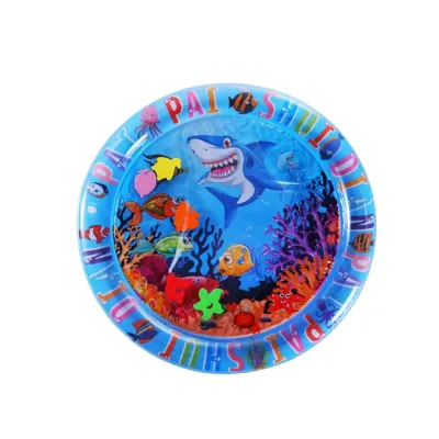 Ocean Shark Inflatable Pet Water Pad Dog Cooling Mat ocean shark inflatable pet water pad dog cooling splash mat blue design