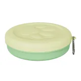 light green collapsible dog bowl portable travel pet bowl compact flat design