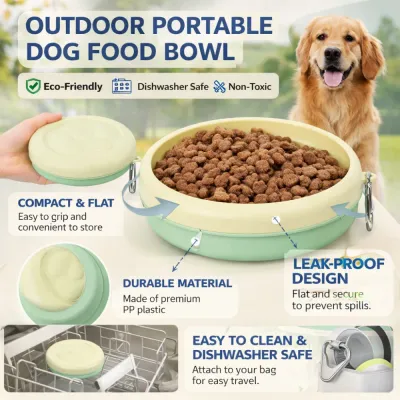 Portable Dog Bowl Features Leak Proof Eco Friendly portable dog bowl with leak proof design eco friendly material dishwasher safe and durable