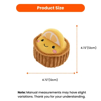 lemon tart dog toy size  4.72" (12 cm) plush squeaky pet toy dimensions