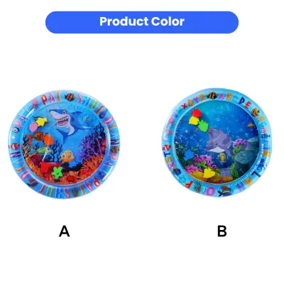 Inflatable Pet Water Pad Color Options A and B Ocean Design inflatable pet water pad two color options ocean theme dog splash mat