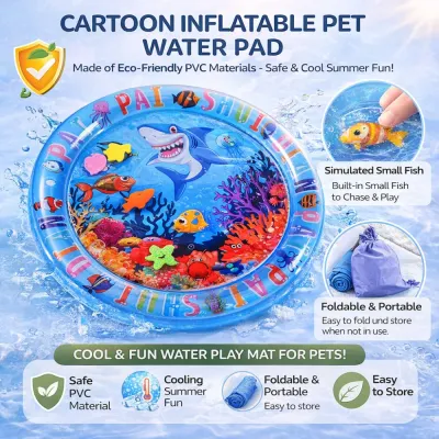 Cartoon Inflatable Pet Water Pad Cooling Summer Toy for Pets cartoon inflatable pet water pad cooling toy foldable portable dog splash mat