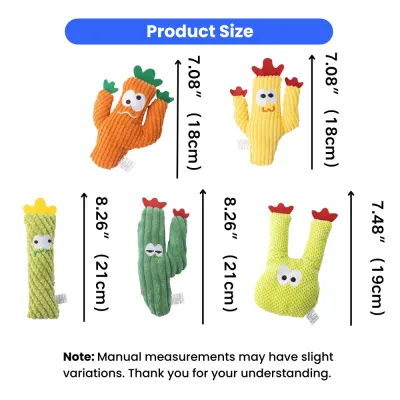 Catnip Cactus Plush Cat Toy Size Chart 7 to 8 Inch catnip cactus plush cat toy size dimensions 7 to 8 inch soft cat toy chart