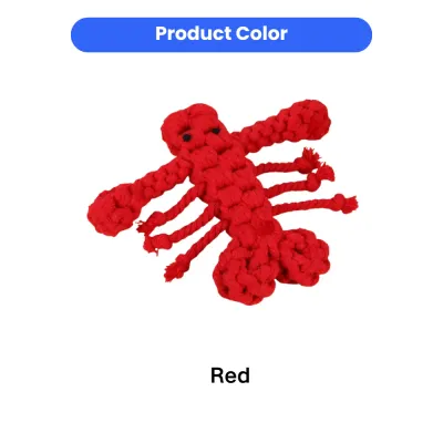 Red Cotton Rope Lobster Dog Toy Color Display Red lobster shape cotton rope dog toy handwoven durable chew toy for dogs
