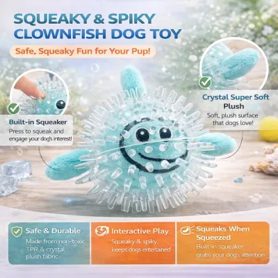 Squeaky Spiky Dog Toy Safe Durable Interactive Toy durable squeaky dog toy with spiky texture soft plush TPR material interactive dog toy