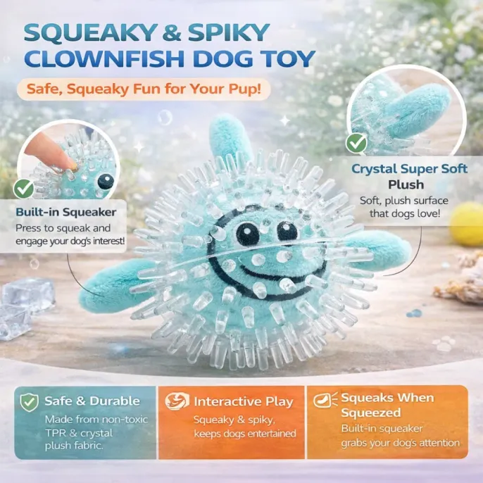 durable squeaky dog toy with spiky texture soft plush TPR material interactive dog toy