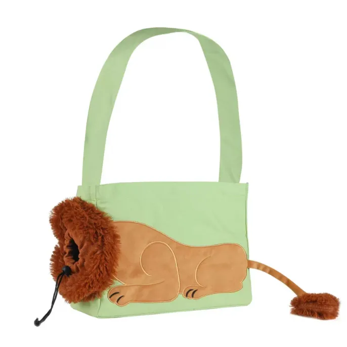 Green Cat Carrier Tote Bag Cute Canvas Pet Shoulder Bag green canvas cat carrier tote bag cute lion design pet shoulder bag breathable and comfortable