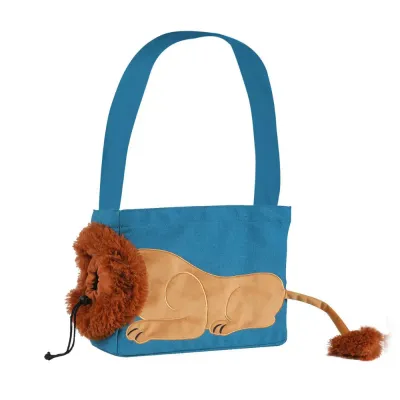 Blue Cat Carrier Tote Bag Cute Canvas Pet Shoulder Bag blue canvas cat carrier tote bag with cute cat design comfortable pet shoulder bag lightweight and durable