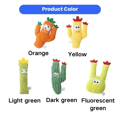 Catnip Cactus Plush Cat Toy Color Options Wholesale Bulk catnip cactus plush toy orange yellow light green dark green fluorescent green variants