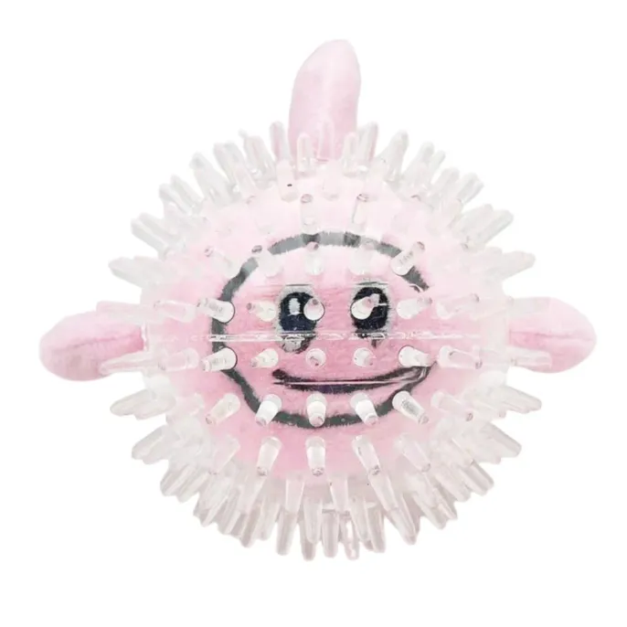 pink squeaky spiky dog toy soft chew toy for puppies interactive pet toy