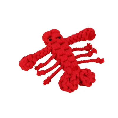 Cotton Rope Lobster Dog Toy Wholesale Pet Chew Toy Red cotton rope lobster dog toy isolated on white background durable chew toy for dogs