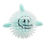 blue plush squeaky dog toy with spiky texture chew toy for puppies wholesale
