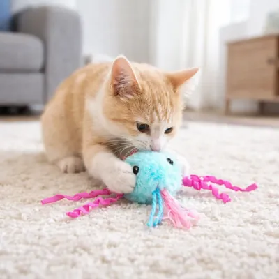 cat playing octopus catnip toy indoor soft plush interactive toy for cats