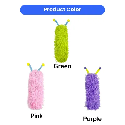 Plush Cat Toy Colors – Pink Green Purple Catnip Toys plush catnip cat toy available in pink green and purple colors long cat kicker toy