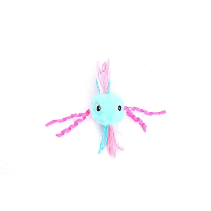 pink plush octopus cat toy soft catnip toy interactive kitten toy close up