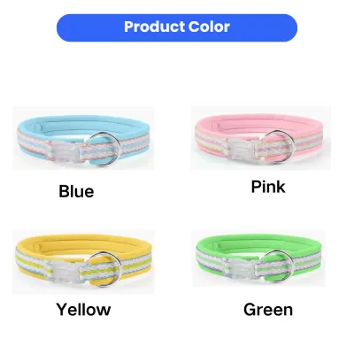 color options of dopamine dog collar in blue pink yellow and green for pet stores