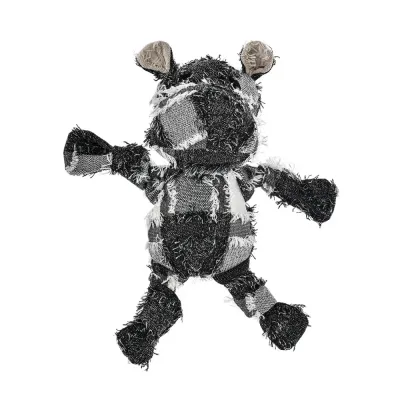 Yarn-Dyed Plush Hippo Dog Toy Handcrafted yarn-dyed fabric hippo dog toy isolated on a white background.