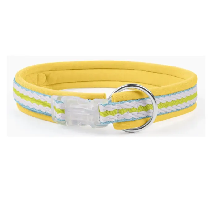 Yellow Dopamine Dog Collar Durable Lightweight Pet Collar Bulk yellow dopamine dog collar with strong D ring and soft breathable material