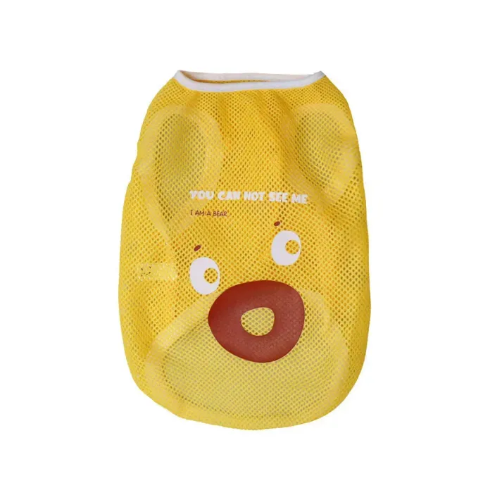 Yellow Dog Mesh Clothes Cute Breathable Summer Pet Apparel Petfairs yellow dog mesh clothes cute bear design breathable lightweight summer pet clothing