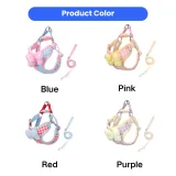 dog harness leash set multiple colors blue pink red purple for small dogs