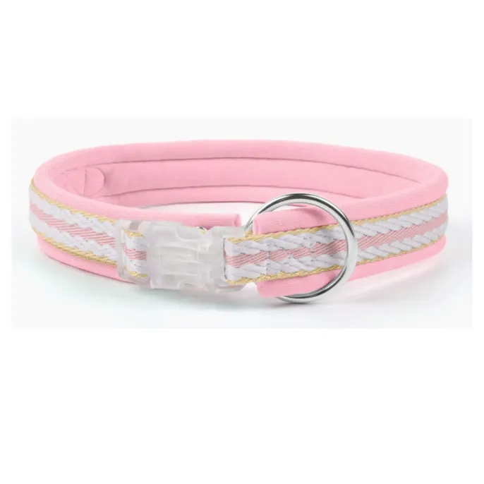 Pink Dopamine Dog Collar Stylish Comfortable Pet Collar Wholesale pink dopamine dog collar with braided design and transparent buckle