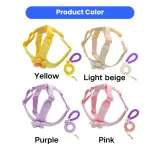 dog harness set color options yellow light beige purple pink with matching leash