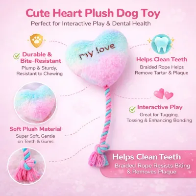 plush dog toy with rope durable chew toy helps clean teeth interactive dog toy