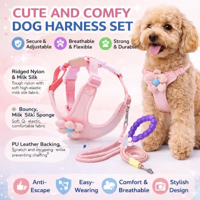 Breathable Adjustable Dog Harness Set Anti Escape Durable Design adjustable dog harness set breathable anti escape durable nylon milk silk material