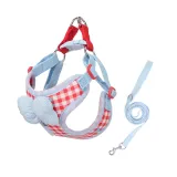 red dog harness leash set adjustable breathable small dog harness wholesale