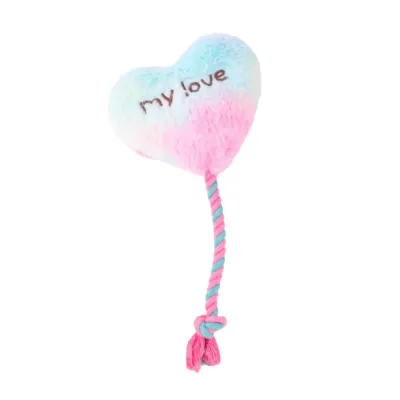 heart shaped plush dog toy with rope soft chew toy for puppies and small dogs