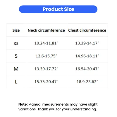Dog Harness Size Chart XS S M L for Small Medium Dogs dog harness size chart neck chest measurement XS S M L small medium dogs