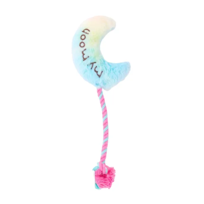 Moon Plush Rope Dog Toy – Cute Chew Toy for Puppies moon shaped plush dog toy with rope cute chew toy for puppies and small dogs