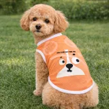 Dog Wearing Breathable Mesh Clothes Outdoor Summer Pet Apparel Petfairs small dog wearing orange breathable mesh clothes outdoors summer pet apparel comfortable fit