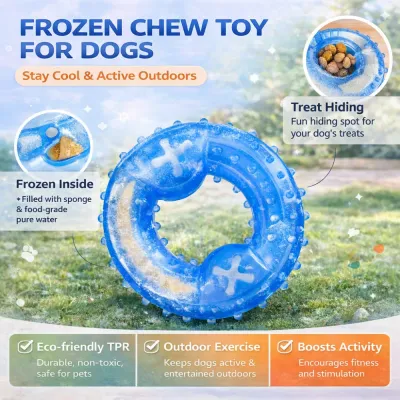 Frozen Dog Chew Toy with Treat Hiding Design | Cooling Pet Toy frozen dog chew toy with treat hiding feature cooling toy for summer