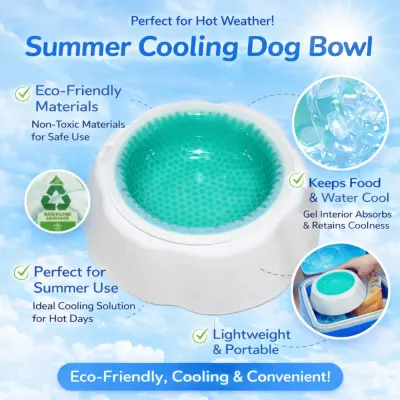 Summer Cooling Dog Bowl with Gel Interior – Eco-Friendly Pet Bowl | Petfairs eco friendly cooling dog bowl gel interior keeps water cool pet supplies